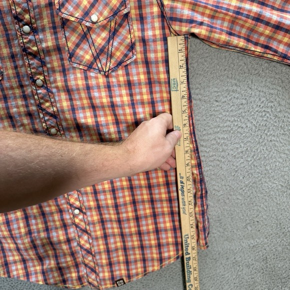 Cowboy Up Shirt Adult Large Multicolor Check Pearl Snap Western Rodeo Cowboy - Picture 6 of 10